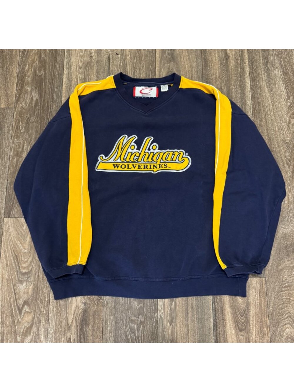 Vintage Cadre Michigan Wolverines Sweatshirt Men's XXL Blue Crewneck V‑Neck 90s